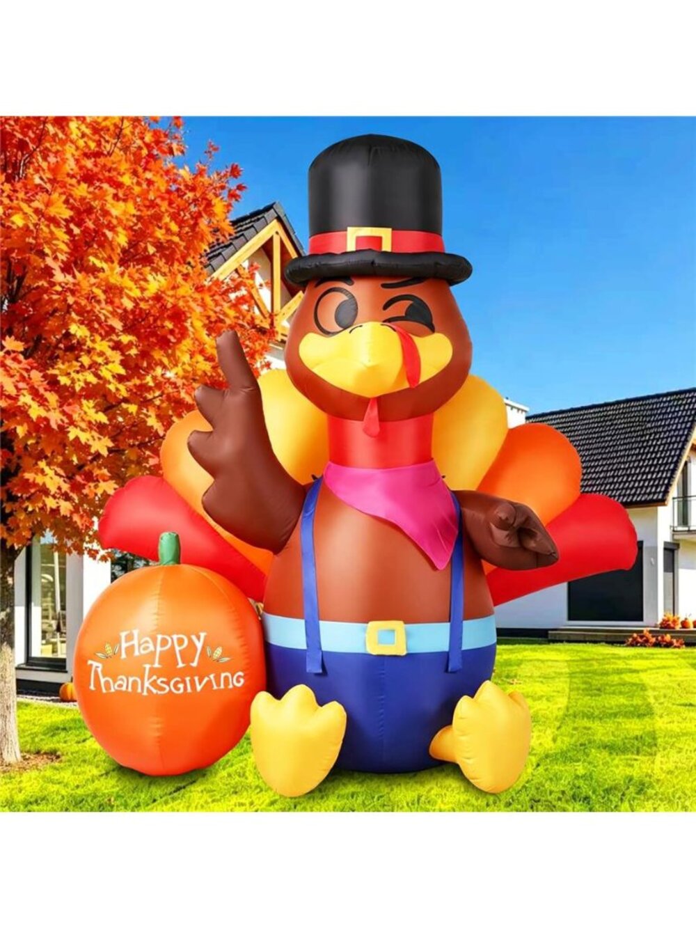 Thanksgiving Inflatables Turkey Outdoor Decorations with LED Lights